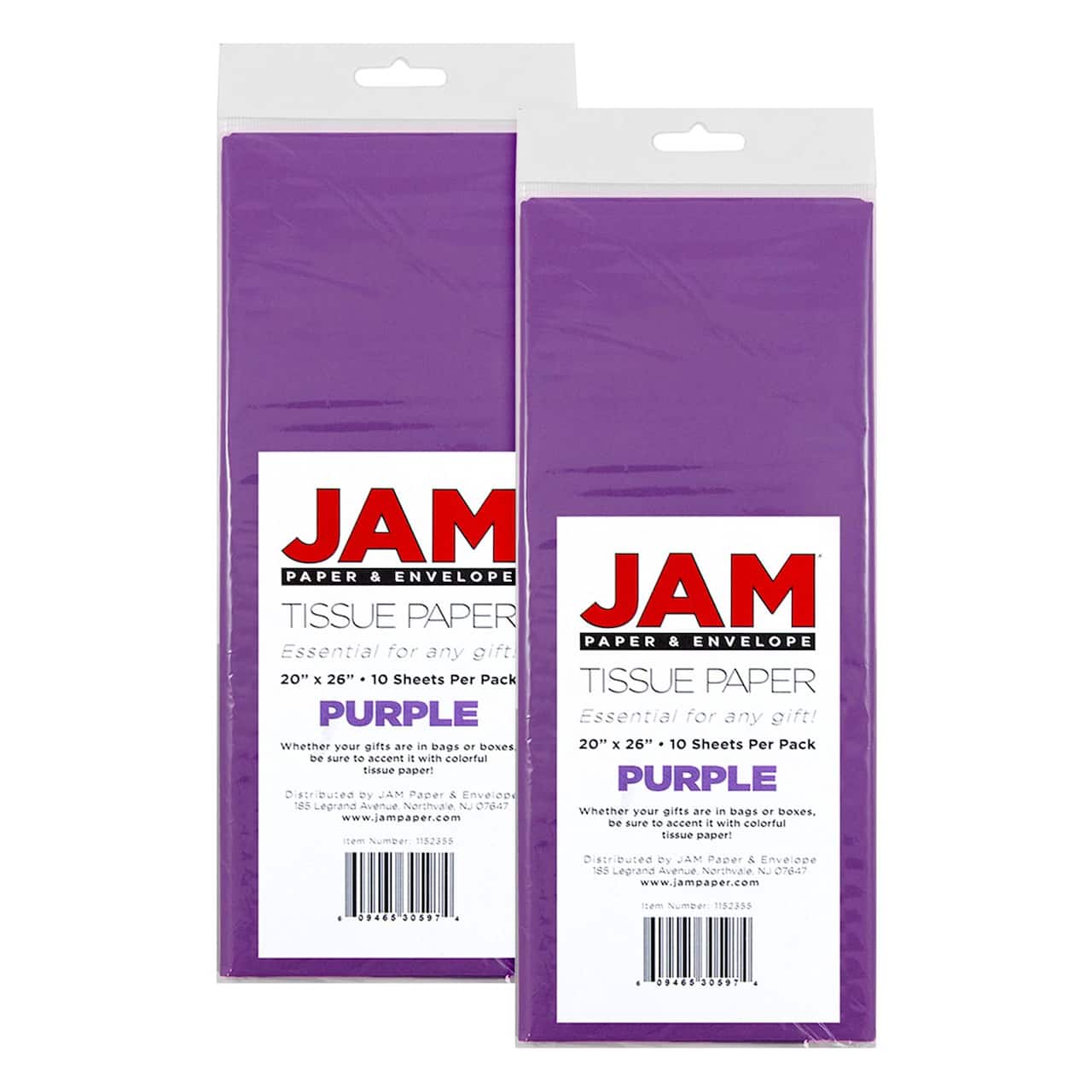 JAM Paper 20" x 26" Tissue Paper, 2 Packs of 10 Sheets